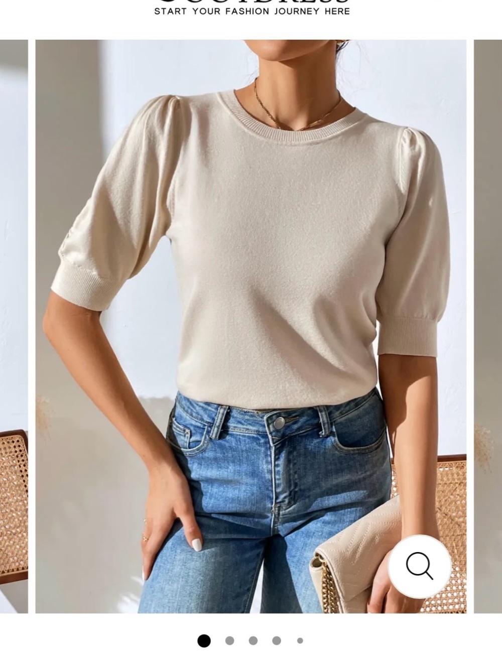 DKNY  V-Neck Short Sleeve Knit Top